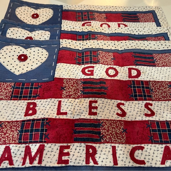 Patriotic , Set of 3  " God Bless America" 🇺🇸 Patchwork Placemats - Picture 6 of 10